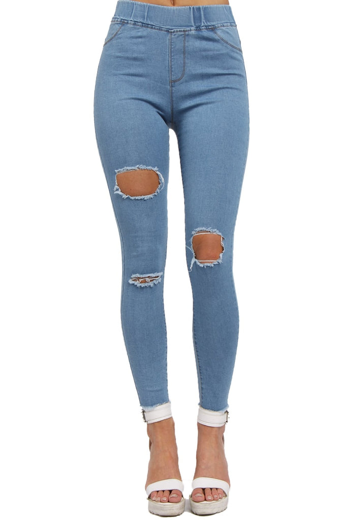 High Waisted Super Ripped Skinny Denim Jeggings Jean – Urban Mist UK