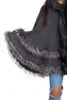 Knitted Double Layer Hooded Faux Fur Swing Cape Poncho