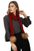 Knitted Faux Fox Fur Pom Pom Scarf