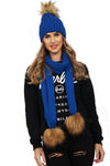 Knitted Faux Fox Fur Pom Pom Scarf