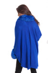 Knitted Faux Fur trim sleeve Poncho Cape