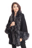 Knitted Faux Fur trim sleeve Poncho Cape