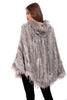 Knitted Rabbit Fur Hooded Swing Cape Poncho