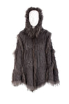 Knitted Rabbit Fur Hooded Swing Cape Poncho