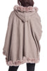 Knitted Soft Faux Fur Trim Poncho with Sleeves