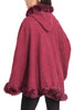 Knitted Soft Faux Fur Trim Poncho with Sleeves