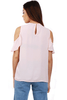 Lace Applique Ruffle Cold Shoulder Top