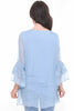 Lace insert Floarty Ruffle Sleeve Floral Embroidered Button Blouse Top