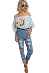 Light Blue High Waisted Distressed Ripped Tapered Skinny Boyfriend Jeans