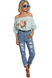 Light Blue High Waisted Distressed Ripped Tapered Skinny Boyfriend Jeans