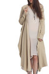 Linen Textured Longline Cardigan With Asymmetric Hem