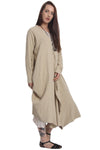 Linen Textured Longline Cardigan With Asymmetric Hem