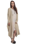 Linen Textured Longline Cardigan With Asymmetric Hem