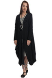 Linen Textured Longline Cardigan With Asymmetric Hem