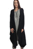 Linen Textured Longline Cardigan With Asymmetric Hem