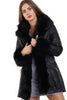 Long Faux Fur Hooded Long Biker Leather Coat Three Colors Available