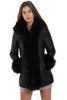 Long Faux Fur Hooded Long Biker Leather Coat Three Colors Available
