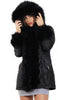Long Faux Fur Hooded Long Biker Leather Coat Three Colors Available