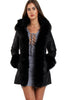 Long Faux Fur Hooded Long Biker Leather Coat Three Colors Available