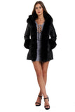 Long Faux Fur Hooded Long Biker Leather Coat Three Colors Available