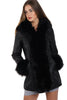 Long Faux Fur Hooded Long Biker Leather Coat Three Colors Available