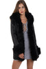 Long Faux Fur Hooded Long Biker Leather Coat Three Colors Available