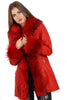 Long Faux Fur Hooded Long Biker Leather Coat Three Colors Available