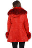 Long Faux Fur Hooded Long Biker Leather Coat Three Colors Available
