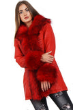 Long Faux Fur Hooded Long Biker Leather Coat Three Colors Available