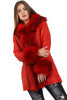 Long Faux Fur Hooded Long Biker Leather Coat Three Colors Available