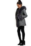 Long Faux Fur Hooded Long Biker Leather Coat Three Colors Available