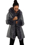 Long Faux Fur Hooded Long Biker Leather Coat Three Colors Available