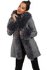 Long Faux Fur Hooded Long Biker Leather Coat Three Colors Available