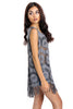 Long Fringe Faux Suede Floral Crochet Tassel Top