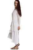 Long Sleeve Double Layer Maxi Pleat Dress With Crochet Lace Insert