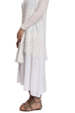 Long Sleeve Double Layer Maxi Pleat Dress With Crochet Lace Insert