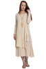 Long Sleeve Double Layer Maxi Pleat Dress With Crochet Lace Insert