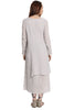 Long Sleeve Double Layer Maxi Pleat Dress With Crochet Lace Insert