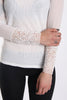 Long Sleeve Sheer Mesh Top With Lace Cuff