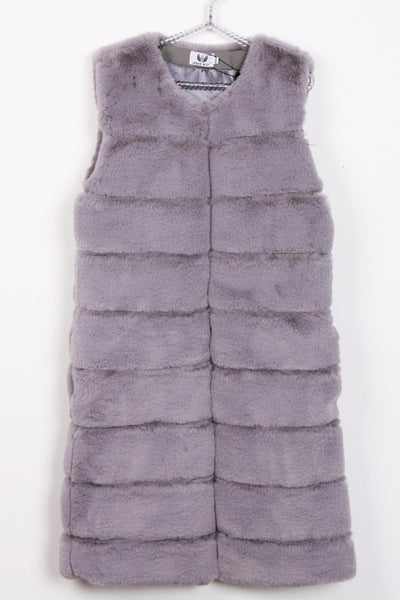 Longline Ultra Soft Faux Fur Leather Panelled Gilet