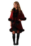 Luxurious Double Layered 2 Tones Faux Fur Cape with Leather Clasp