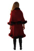 Luxurious Double Layered 2 Tones Faux Fur Cape with Leather Clasp