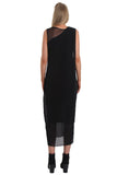 Mesh Insert Sleeveless Maxi Evening Dress With Side Split