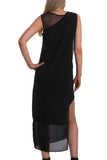 Mesh Insert Sleeveless Maxi Evening Dress With Side Split