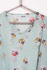 Mint Green Vintage Floral Print Batwing Frill Top