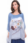 Mixed Flowers Print Watercolour Paint Design Floaty Batwing Top