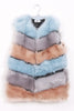 Powder Blue MultiColours Stripe Faux Fur Gilet