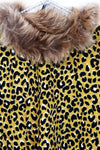 Mustard Oversized Detachable Fur Collar Knitted Leopard Print Jumper