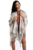 Nude Pink Tartan Check Blanket Cape with Tassels
