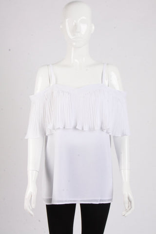 Off Shoulder Pleated Ruffle Strappy String Vest Cami Top